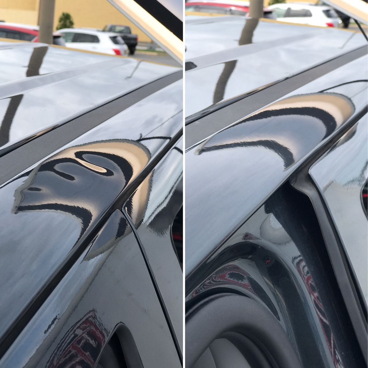 Car bonnet showing a minor dent
